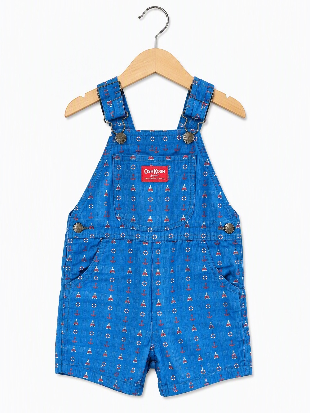 Rare Vintage 90s OshKosh B'Gosh Nautical Seersucker Shortalls 2T 24M Vestbak